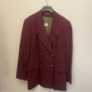 Crisca Vintage 1980s Burgundy Double-Breasted Wool Blazer EU Size 42